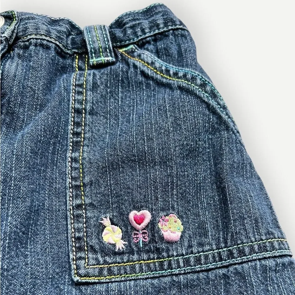 Gymboree Girls Kids Embroidered Candy Detail Denim Jean Skirt. 5. 5T.